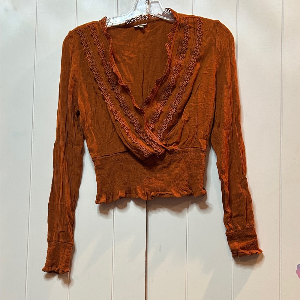 Self Esteem Terracotta Lace Detail Blouse
